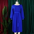 thumbnail image 3 of Women's Pleated Loose Swing Casual Dress Knee Length Flowy Work Wrap Dress, 3 of 8