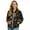 Flower Leaf Print Beige Black, variant on SCRAWLGOD Paw Cow Print Black White Womens Zip Up Long Sleeve Crewneck Sweatshirt Jacket Casual Loose Coats With Pockets Stylish Comfortable Lightweight Outerwear, S