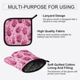 thumbnail image 4 of Heat-Resistant Reversible Oven Mitts and Pot Holders Set Double-Sided Insulated Gloves Kitchen Home Supplies Pink Flames Pattern, 4 of 5