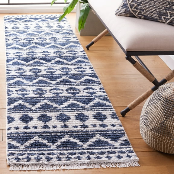 SAFAVIEH Augustine Kalina Geometric Runner Rug, Navy/Ivory, 2' x 9'
