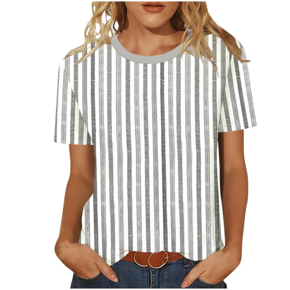 Women's Loose Fit Round Neck Short Sleeve Solid Color T Shirt Top Comfy Breathable Casual Daily Wear | CSEONE,Gray L