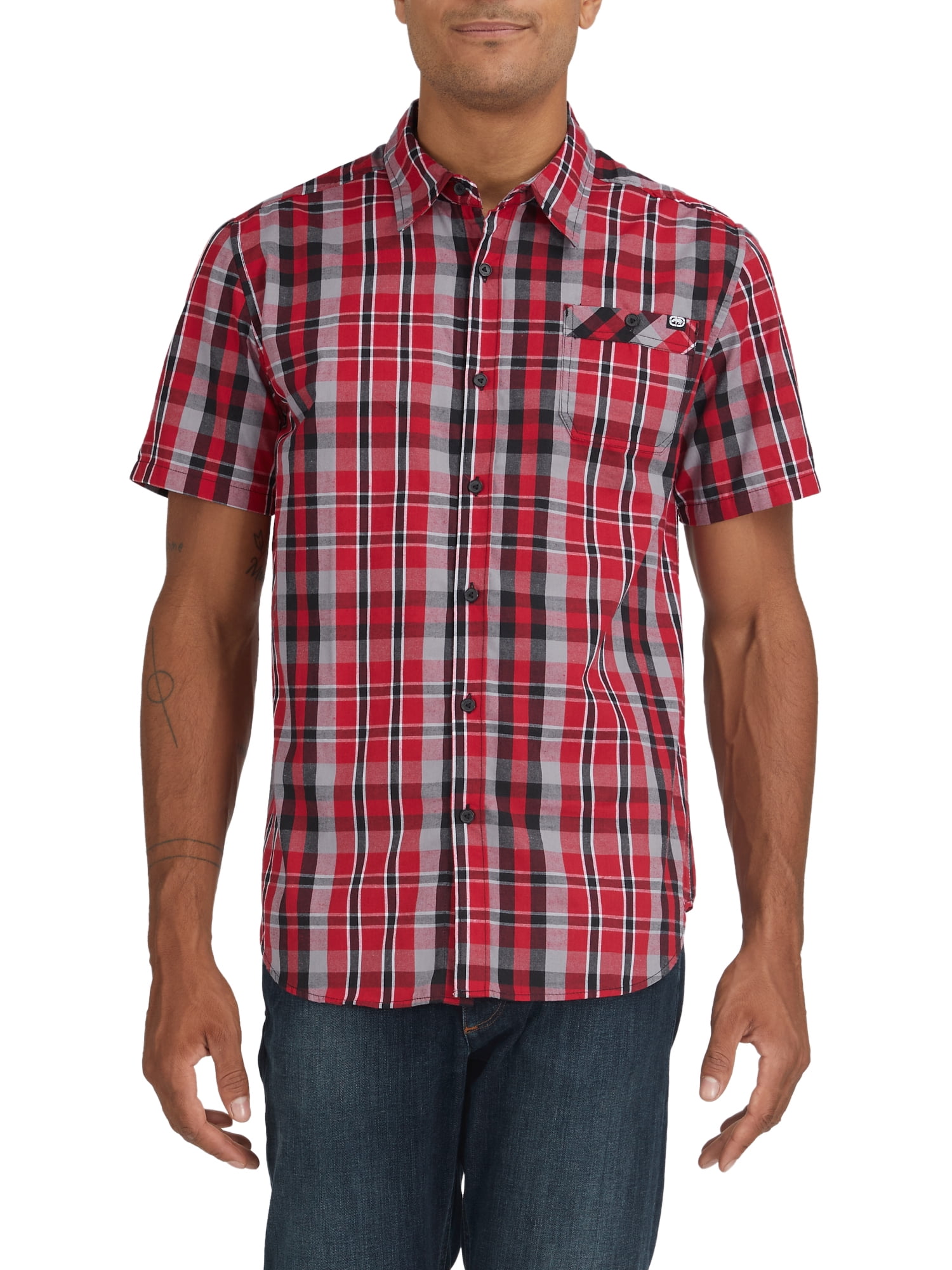 Ecko unltd. Men's Confront Short Sleeve Plaid Woven Shirt - Walmart.com