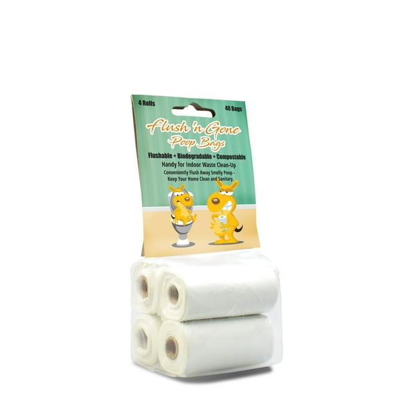 PetBro Flush 'n Gone Flushable/Biodegradable Poop Bag - 4 rolls (40 Bags)