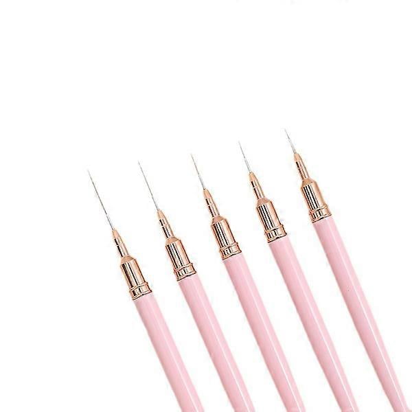 (Pink) Nail art line painting brush, 5-piece nail art brush set nail art stippling tools