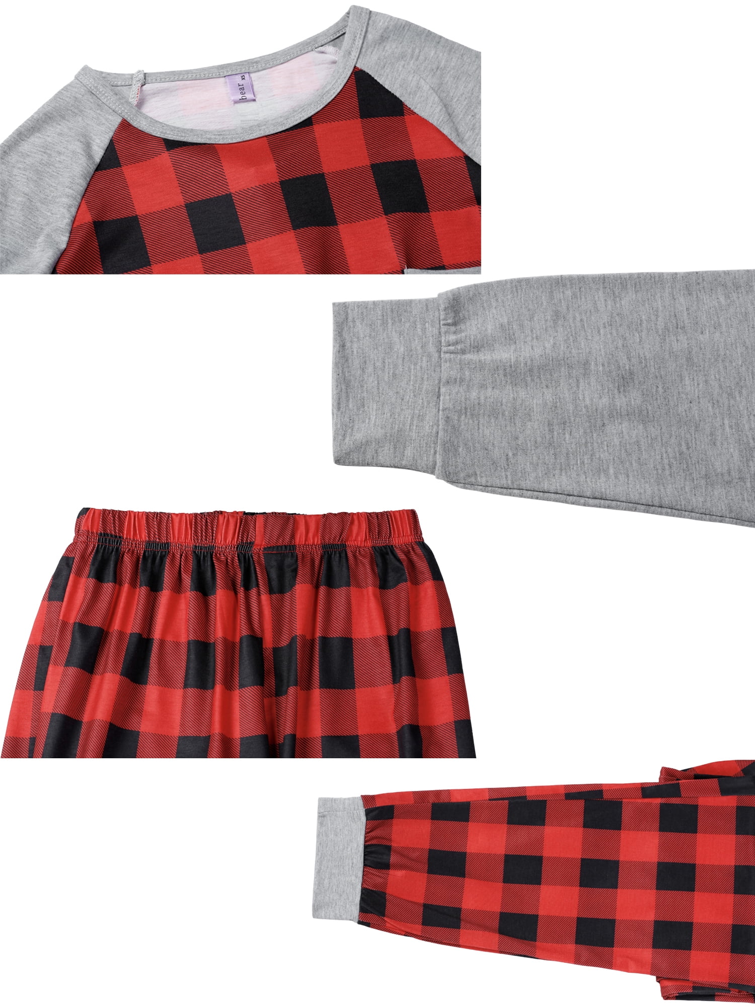 DARING DIVA Pajamas Christmas Plaid Long Sleeve Tee with Pants Family Pajama Sets XL Teen Red