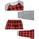 thumbnail image 5 of Pijamas de Navidad a cuadros Inspire Chic de manga larga con pantalones, conjunto de pijama familiar [Mujeres] L Rojo, 5 of 5