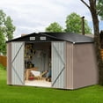 thumbnail image 5 of Aoxun 9.7' x 7.6' Outdoor Storage Shed, Metal Garden Shed with Door & Lock, Tool Storage Shed for Patio, Backyard, 5 of 8