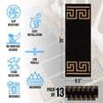thumbnail image 2 of Slip-Resistant, Non-Adhesive, Durable, Stain-Resistant, Washable 8.5x26 in. Stair Treads to Enhance Safety, Protect Stairs, and Reduce Noise. Black and Gold Contemporary Greek Key Design, Set of 13, 2 of 7