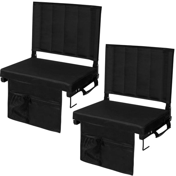 SUNSPIRE 2 Pack Stadium Seats with Back Support, Bench Portable Chair with Padded Backpack Straps Pockets Hooks, Waterproof Bleacher Chair for Outdoor