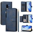 thumbnail image 1 of Étui Portefeuille pour Samsung Galaxy S9 Plus avec Poche à Fermeture Éclair, Porte-Cartes, Support, Dragonne, Étui à Rabat en Cuir Bleu, 1 of 5