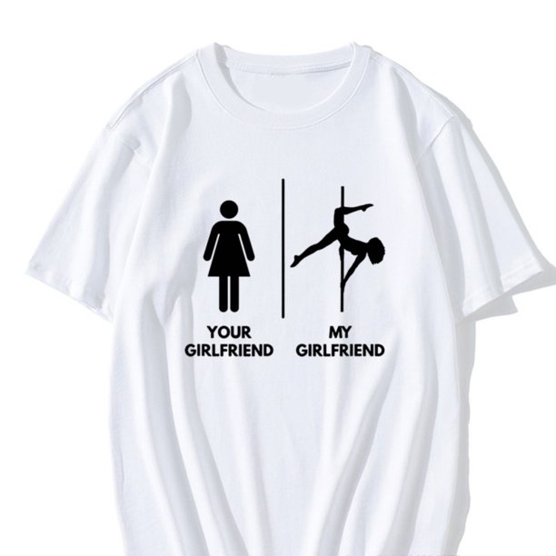 Camisetas divertidas de manga corta de algodón estilo vintage con gráfico de baile en barra de mi novia, estilo Harajuku con cuello redondo