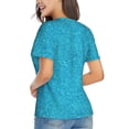 thumbnail image 3 of Honeii Blue Glitter Print Women's Classic V-Neck T-Shirt,Womens Fashion Tops,Stylish Everyday Top for Women, Casual Summer Spring Outfits Clothes-Medium, 3 of 5