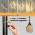 thumbnail image 3 of OUTON 69'' Tree Floor Lamp for Living Room Clearance, 3 Light Dimmable Tall Standing Lamp with Rattan Lampshade, Farmhouse Floor Lamp with 3 LED Bulbs for Bedroom Office, Boho, 3 of 15