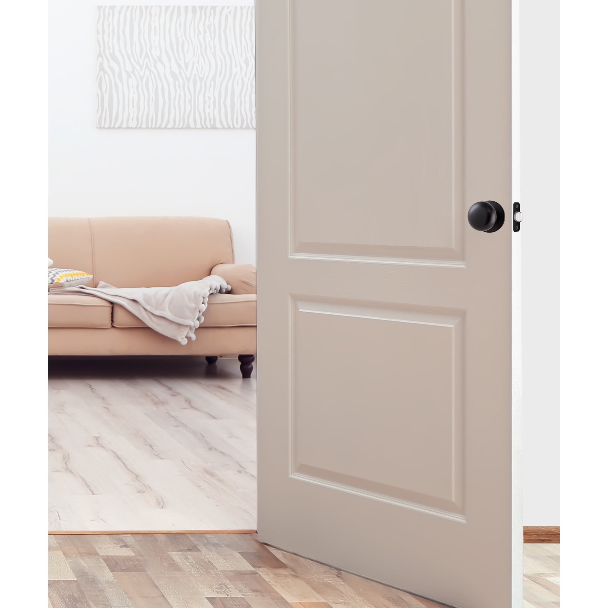 Design House Cambridge 2-Way Latch Interior Passage Door Knob, Matte Black