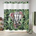 thumbnail image 6 of No Hook Shower Curtain with Built-in Rings - Tropical Botanical Washable Waterproof Fabric Bathroom Curtains for Hotel,Rentals, 72 X 72 Inch Long , Elephants Palm Leaves Floral Green Gray, 6 of 9