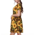 thumbnail image 2 of Naloa Yellow Black Plaid Sunflower Print Womens Summer A-Line Dress with Pockets,Short Sleeve Dresses,Flowy Beach Swing Dress for Vacation Travel, 2 of 6