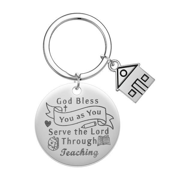 Religious Christian Jesus Cross Key Chain Prayer God Bless Gift House Keychain Stainless Steel Pendant Souvenirs Keyring