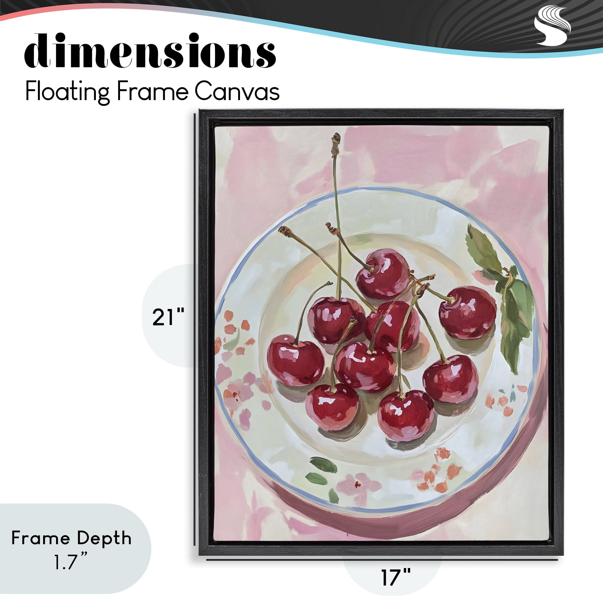 Stupell Industries Plate of Summer Cherries Black Framed Floater Canvas Wall Art, design by The Prints Vibe