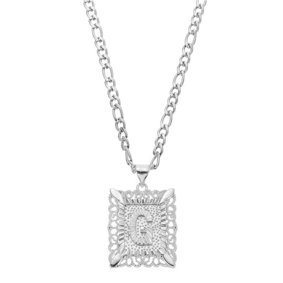 Uxcell 20" Initial Letter Pendant Necklace for Men Women, Capital Alphabet G, Silver