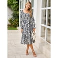 thumbnail image 4 of Vestido largo Simplee Apparel con estampado floral, manga larga, azul marino, para mujer, 4 of 6
