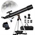thumbnail image 1 of Telescopio, telescopios de 80 mm de apertura y 800 mm para adultos, astronomía, niños y principiantes, telescopio profesional refractario portátil de alta potencia con trípode ajustable, bolsa y adapt, 1 of 1