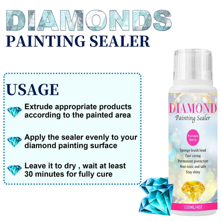 Diamond Painting Sealer 120ML,Diamond Painting Glue for Shine Effect & Permanent  Hold Diamond5D Diamond Painting Glue High Gloss, Fast Drying, Fast Paint  with Sponge Head, Permanent Hold 