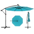 thumbnail image 1 of Gymax 10 Ft Solar LED 40 Lights Offset Umbrella Crank Cross Base Patio Turquoise, 1 of 10