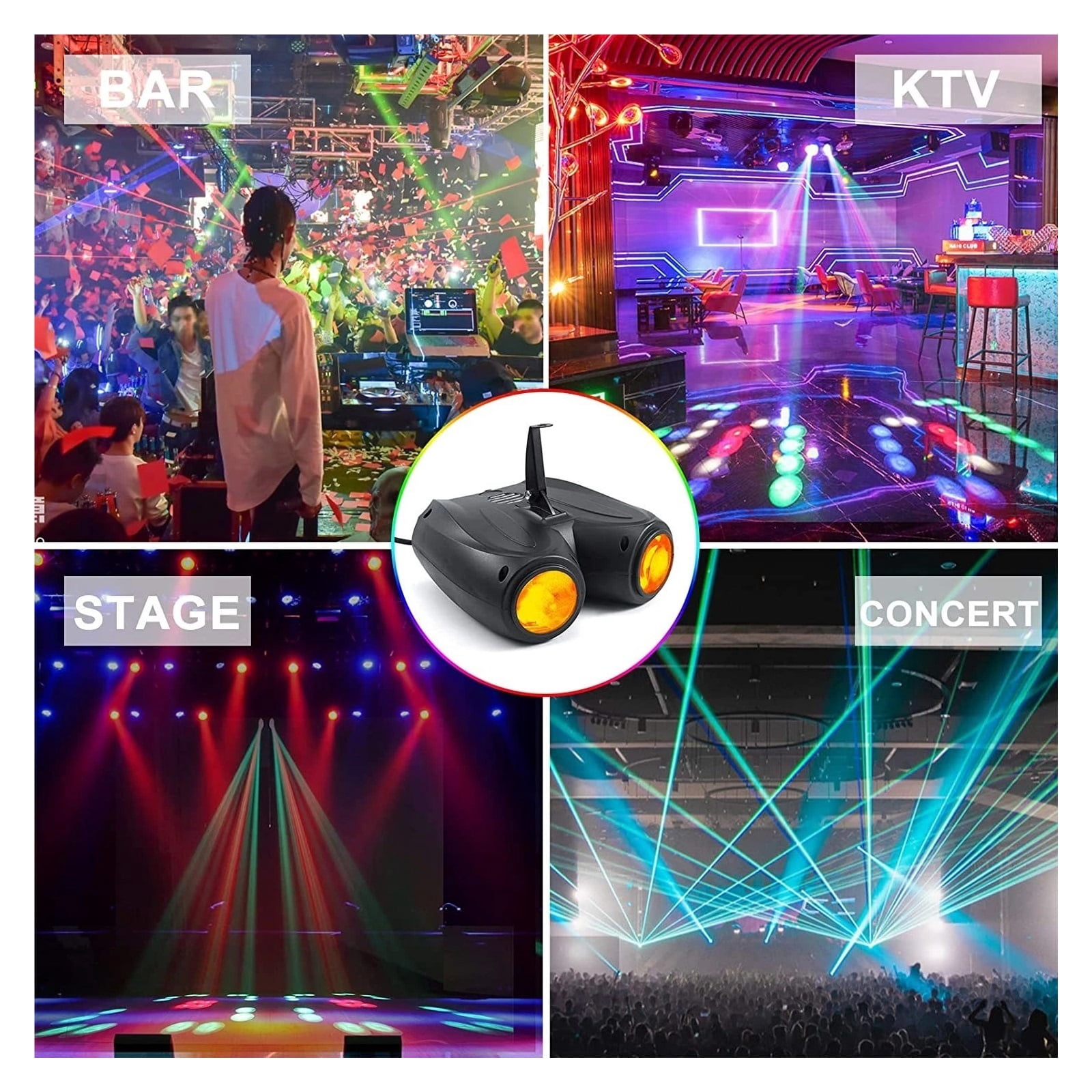 Led Double Head Disco Lamp Spotlight Colorful DJ Party Light Projector Stage Effect Lighting For Home Entertainment