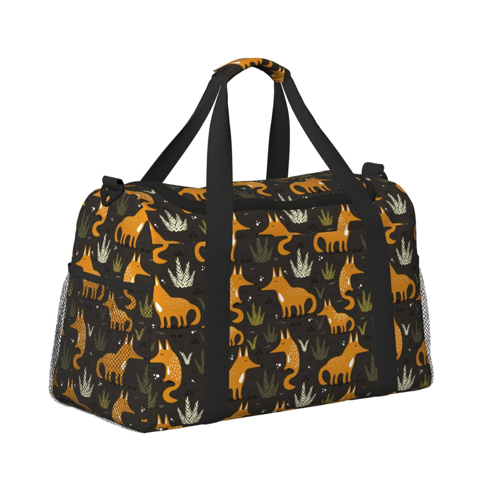 Fuzoiu Funny Fox by the Field Print Travel Duffle Bag,Carry On Tote Bags,Duffel Bag,Sport Gym Bag, Hospital Bag for Labor and Delivery, Overnight Bag,Luggage Bag