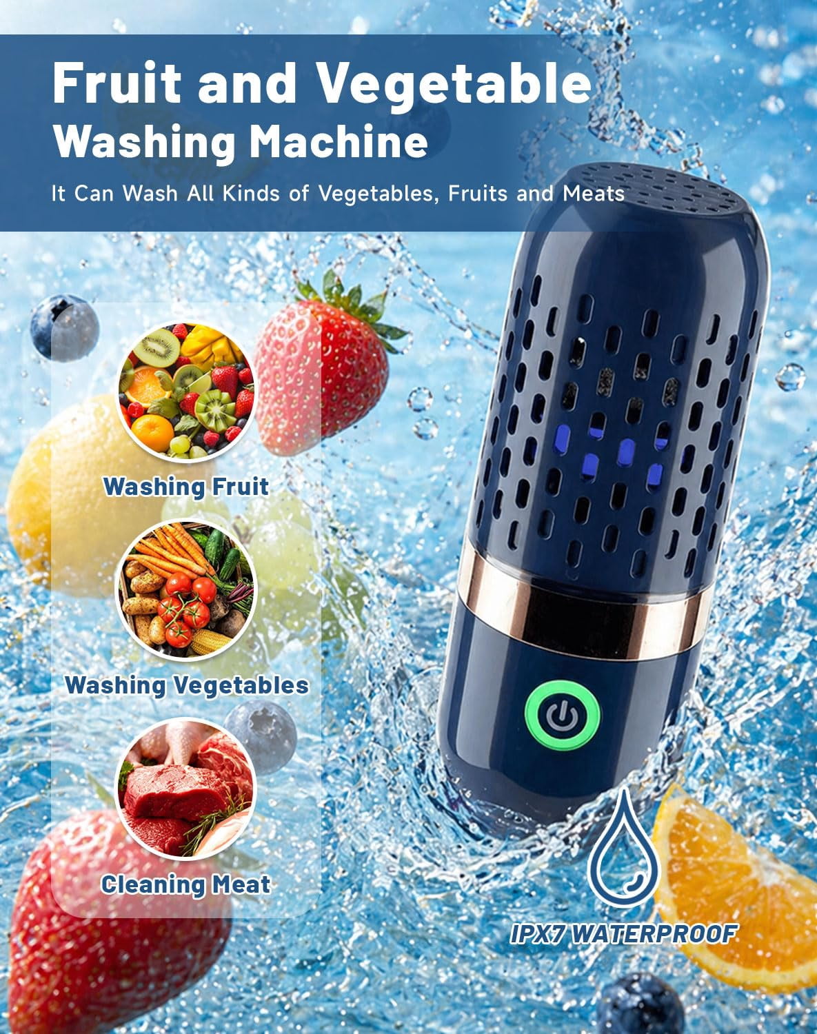 PurePod Produce Cleaner, 2026 New Pure Pod Vegetable and Fruit Cleaner, 10 Minute Portable, Extend Shelf Life, Rechargeable Travel Friendly Design for Produce, Meat Seafood (2 PCS)