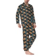 thumbnail image 2 of Honeii Owls In Cartoon Style Pattern Mens Pajamas Set,2pcs Men's Lounge Long Sleeve Sleep Shirt and Pajama Bottoms Sleepwear Set,Mens Pjs Sets-Large, 2 of 7