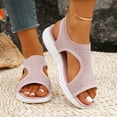 thumbnail image 2 of Rokment Women's Sparkly Rhinestones Comfortable Walking Sandals Slip on Air Cushion Arch Support Wedge Slingback Open Toe Platform Summer Shoes Breathable Beach Footwear Pink Size 9.5, 2 of 7