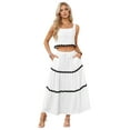 thumbnail image 2 of Women'S Summer 2 Piece Beach Outfit Casual Sleeveless Cropped Tank Top High Waisted Maxi Skirt Set White XL, 2 of 9
