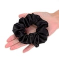 thumbnail image 3 of Satin Scrunchies Hair Ties, Pack of 10, Elastic Hair Bobbles for Ponytail, Curly Hair Accessories - Black, 3 of 5