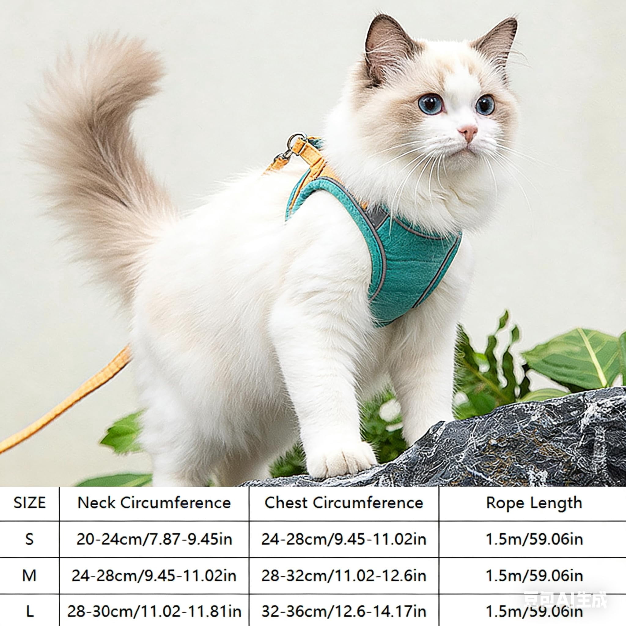 Step in Cat Harness Vest Style Cat Harness with Leash Escape Proof Soft Breathable Reflective Cat Walking Harness for Travel Outdoor Training and Daily Use (1PC,L)