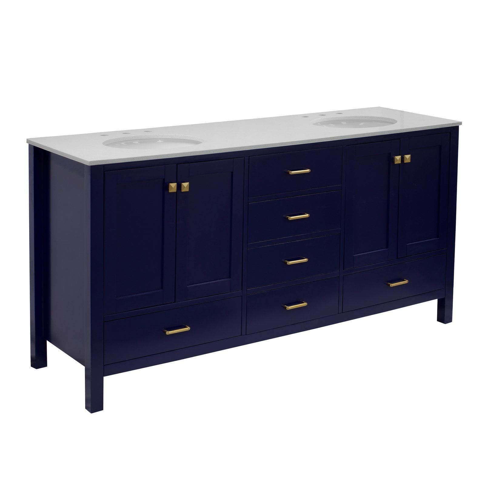 Horizon 72" Double Bathroom Vanity with Royal Blue & Quartz Top
