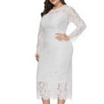 thumbnail image 2 of gakvbuo Plus Size Dresses For Curvy Women Wedding Guest Fall Dresses For Women 2023 Women's Hollow Out Lace Long Dress Long Sleeve Evening Dress Party Dress, 2 of 5