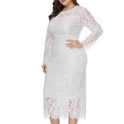 Gift Ideas For Mom,POROPL Plus Size Dress for Women Hollow Out Lace Long Dress Evening Dress Party Dress Clearance Navy Size 14