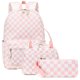 thumbnail image 1 of Set de Mochila Escolar Bluboon Rosa Blanco a Cuadros 30x14x43 cm, 1 of 5