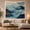 Blue Ocean Waves, variant on Curling Ocean Wave Around Tropical Sunset with Palm Trees, Serene Coastal for Beach Lovers, Dramatic Nature Wall Art, Housewarming Gift Tapestry Wall Hanging for Bedroom and Living Room