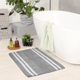 thumbnail image 6 of Unique Bargains Striped Bathroom Rugs Soft Fluffy Chenille Bath Rugs Grey 20" x 32", 6 of 7