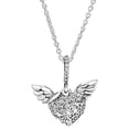 thumbnail image 5 of PANDORA Pave Heart and Angel Wings Necklace, Sterling Silver, 18 in, 5 of 6