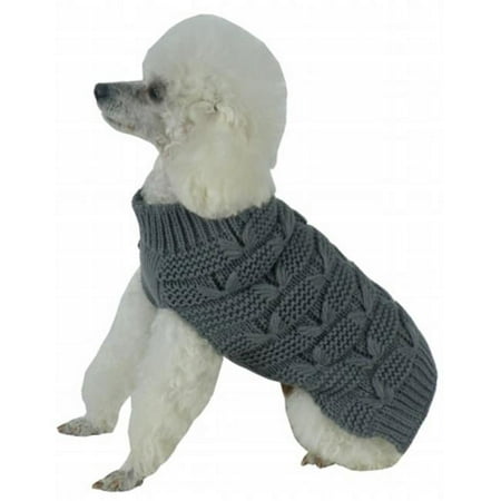 UPC: 0858342021371 | Pet Life SW12GYMD Butterfly Stitched Heavy Cable Knitted Fashion Turtle Neck Dog Sweater- Medium