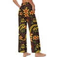 thumbnail image 2 of Psesaysky Womens Wide Leg Yoga Pants Adjustable Drawstring Stretchy Polynesian Floral Print Loose Pants Women Business Casual Outfits Slacks for Women Trousers, Size L, 2 of 7