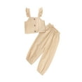 thumbnail image 1 of xiaxaixu Kids Baby Girl Set Sleeveless Ruffle Button Cropped Vest Tracksuits, 1 of 8