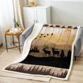 thumbnail image 3 of Moose Silhouette Fleece Blanket,Wildlife Bear Elk Bear Sherpa Blanket,Queen 90x90 inch Plush Blanket Woodland Retro Pine Mountain Throw Blanket,Vintage Style Hunting Animal for Sofa Bed Couch, 3 of 5