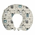 thumbnail image 1 of Doodle Travel Pillow Neck Rest, Childish Reindeer Heads with Antlers Hipster Tiger Glasses Mustache Arrows, Memory Foam Traveling Accessory Airplane and Car, 12", Eggshell Teal Grey, by Ambesonne, 1 of 2