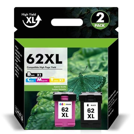 62XL Ink Cartridge Compatible for HP 62 Black Ink Cartridge HP Ink 62 for Envy 5660 7645 7640 5740 OfficeJet 250 Printer Ink 62 Combo Pack