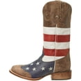 thumbnail image 7 of Roper Mens Leather Cowboy Boot American Flag Distressed Brown With Red White And Blue Square, 7 of 7