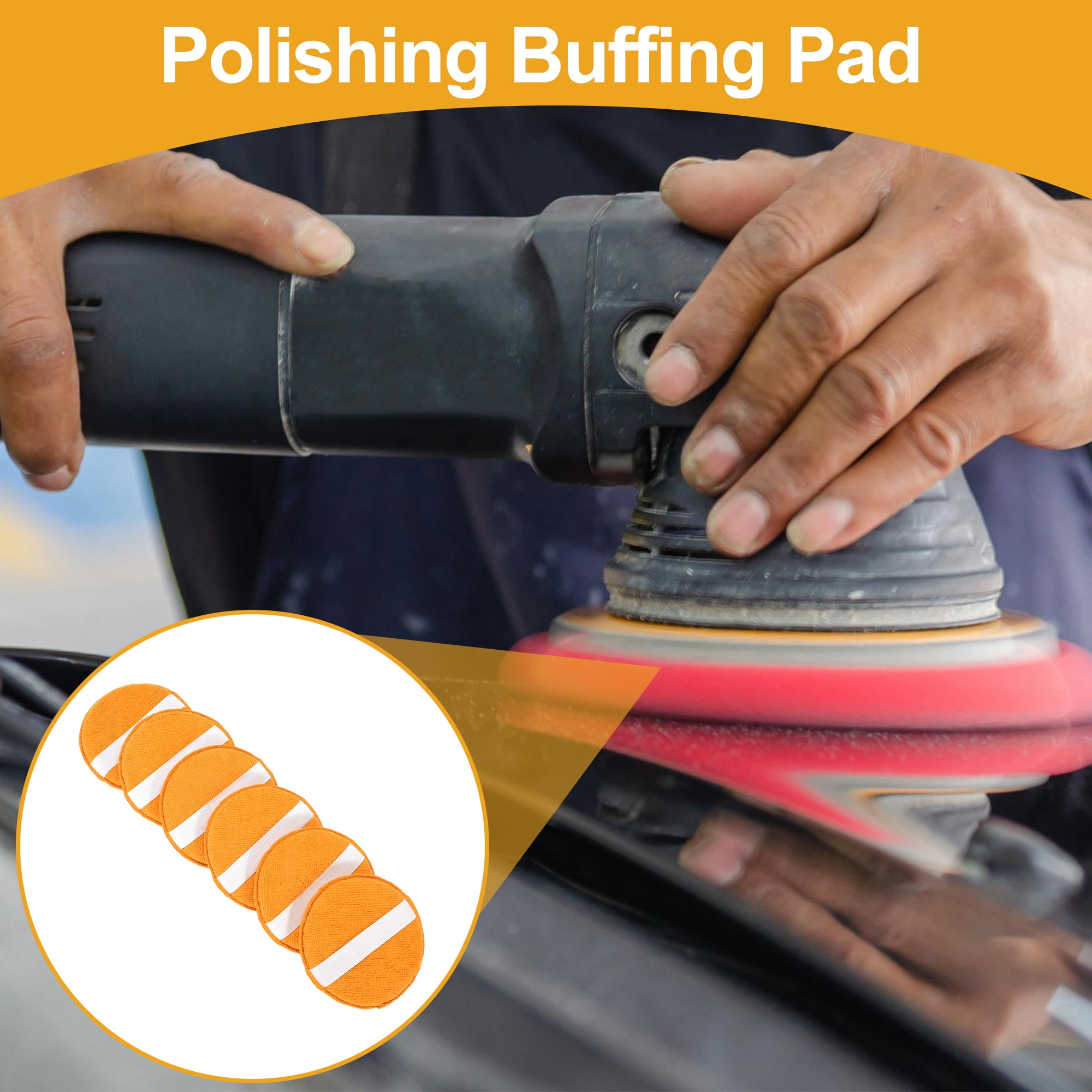 6Pcs 12.5cm Universal Microfiber Polishing Buffing Pad Auto Woolen Buffing Waxing Pad Car Polisher Buffer Drill Attachment Tangerine